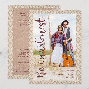 Wedding Bohemian Tribal Textile Texture Background Invitation