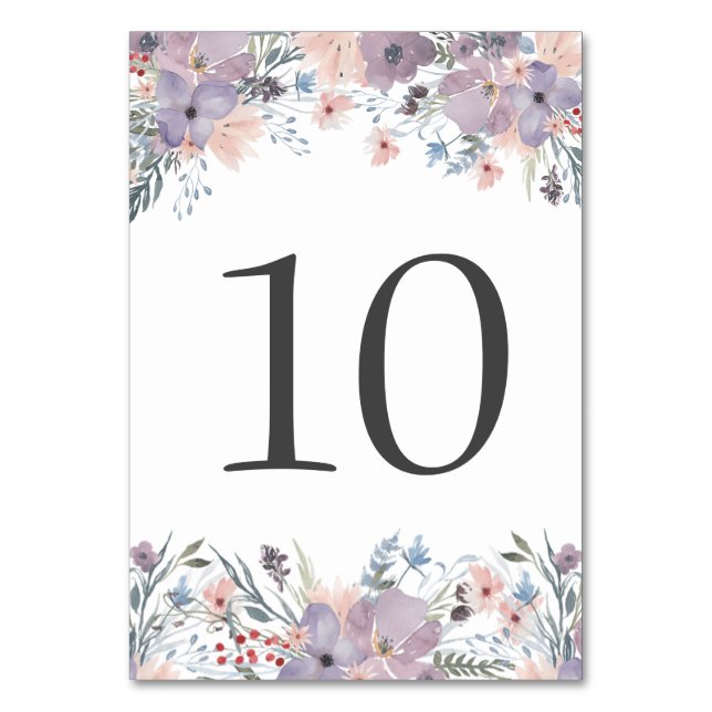 Wedding Boho Floral Wildflowers Table Number (Front)