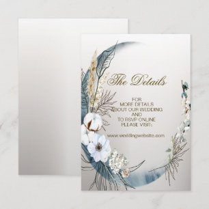 Wedding Boho White Orchid Flowers Blue Moon Party Enclosure Card