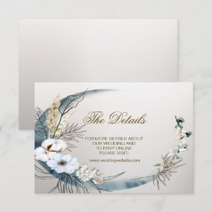Wedding Boho White Orchid Flowers Blue Moon Party Enclosure Card