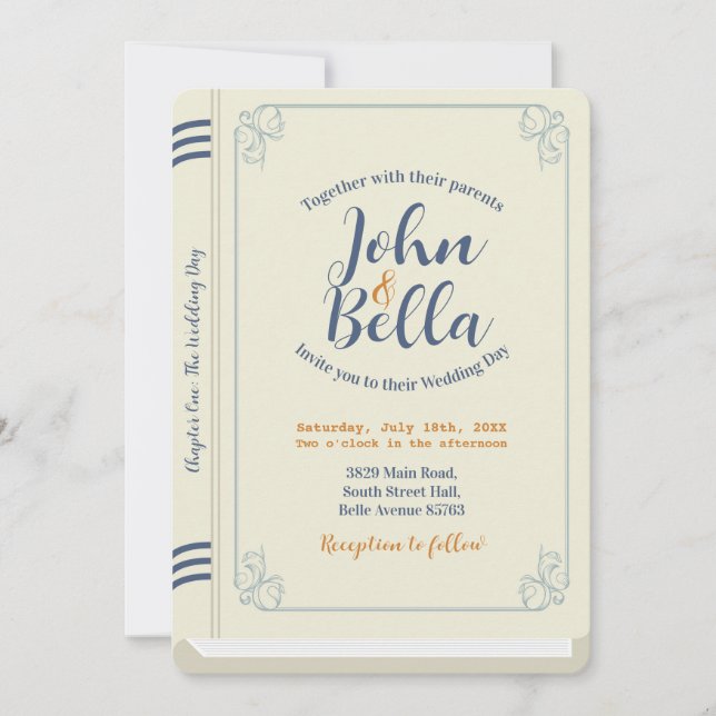 Wedding Book Library Theme Cover Chapter One Invitation (Front)