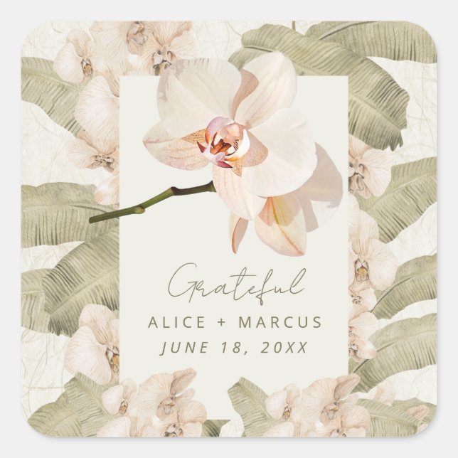 Wedding  Botanical Garden Thank You Favor Square Sticker (Front)