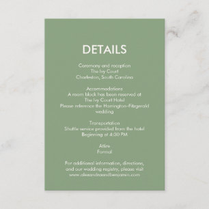 Wedding Botanical Vintage Elegant Curated Detail Enclosure Card