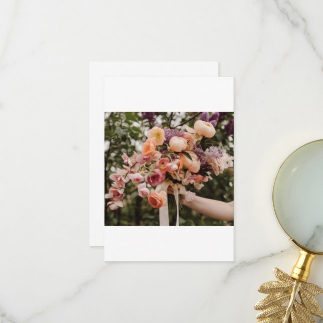 Wedding Bouquet  Thank You Card (Front/Back In Situ)