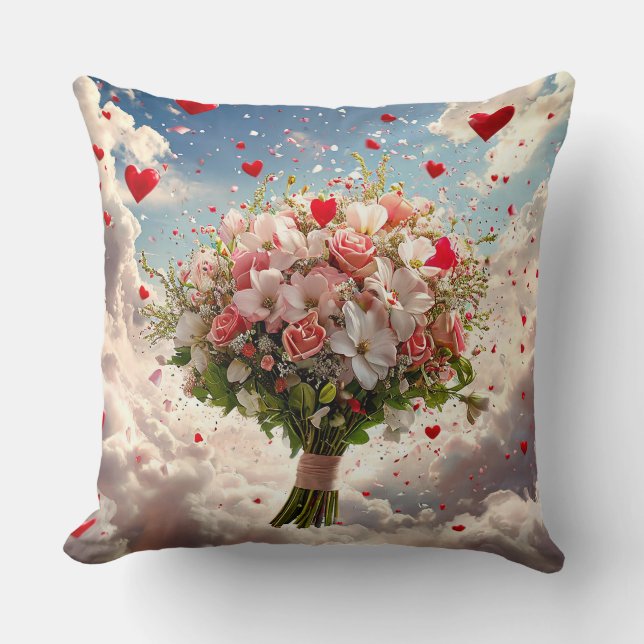 Wedding bouquet throw pillow (Front)