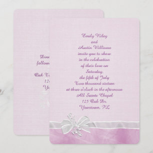 Wedding Bow on Pink Border Invitation