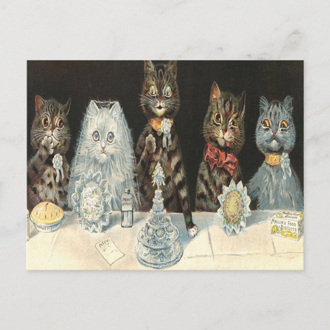 Wedding Breakfast Food Biscuits By Louis Wain Postcard (Front)