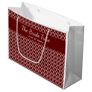 Wedding Bridal Party Custom Dark Red & White Large Gift Bag
