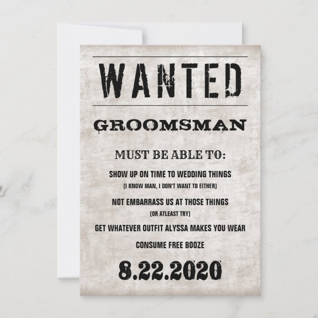 Wedding Bridal Party Groomsman Proposal Card (Front)