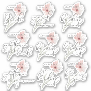 Wedding Bridal Party Personalized Title Sticker