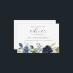 Wedding Bridal Shower Advice Cards Navy Watercolor<br><div class="desc">Navy Blue Watercolor Bouquet Bridal Shower or Wedding Advice Cards: This design features a beautiful navy blue watercolor floral bouquet at the bottom with just a hint of silver glitter. When your guests write their advice and wishes out for the couple, they can flip the card over to keep their...</div>