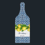Wedding Bridal Shower  Anniversary Gift custom Cutting Board<br><div class="desc">Wedding gift,  Bridal Shower gift,  Anniversary Gift custom personalized name cutting board. Mediterranean Amalfi coast blue tiles pattern and yellow lemons with a name,  add your name and date.</div>
