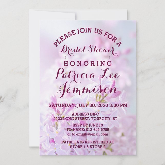 Wedding Bridal Shower customizable Invitation (Front)