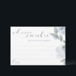 Wedding Bridal Shower Dusty Blue Grey Watercolor Advice Card<br><div class="desc">Dusty Blue and Grey Watercolor Bouquet Bridal Shower or Wedding Advice Cards: This design features soft dusty blue / blue-grey blooms with casual, bouncy lettering. The back has a wreath with the couple's initials and wedding date. When your guests write their advice and wishes out for the couple, they can...</div>