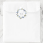 Wedding Bridal Shower Dusty Blue Grey Watercolor Classic Round Sticker<br><div class="desc">Looking for the perfect way to add a touch of elegance to your dusty blue bridal shower or wedding decorations? These stunning watercolor floral wreath round stickers are the perfect choice. With their soft, muted tones and delicate floral design, they're sure to add a touch of romantic charm to any...</div>