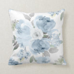 Wedding Bridal Shower Dusty Blue Watercolor Floral Throw Pillow<br><div class="desc">Soft dusty blue - blue-grey watercolor floral throw pillow: This beautiful watercolor painted design pillow is perfect as a gift for the new bride / couple. It matches my soft dusty blue watercolor bouquet collection, and features large dusty blue flowers paired with grey watercolor greenery. If you're going all out...</div>