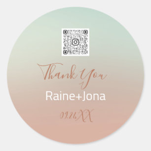 Wedding Bridal Shower Favour Ombre Blue Rose  Classic Round Sticker
