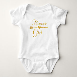 Wedding Bridal Shower Glitter Gold Flower Girl Baby Bodysuit