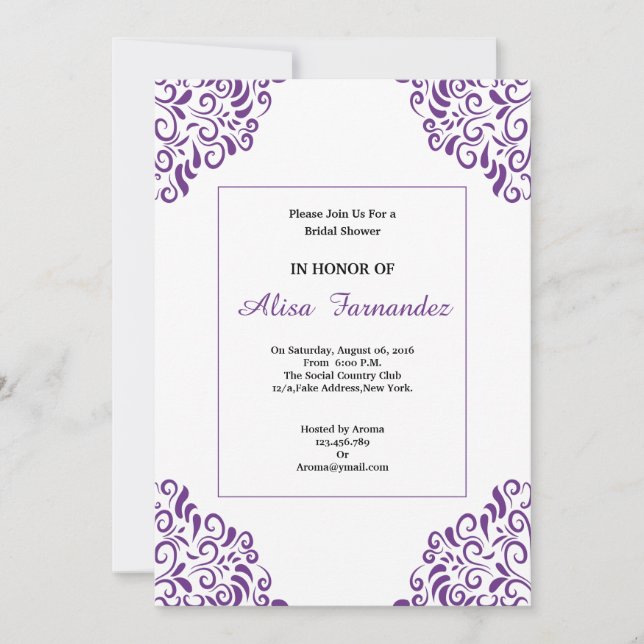 Wedding Bridal Shower Invitaton Card (Front)