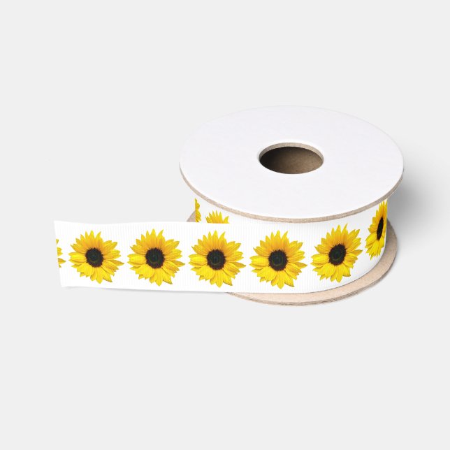 Wedding Bridal Shower Yellow Sunflower Flower 2 Grosgrain Ribbon (Spool)