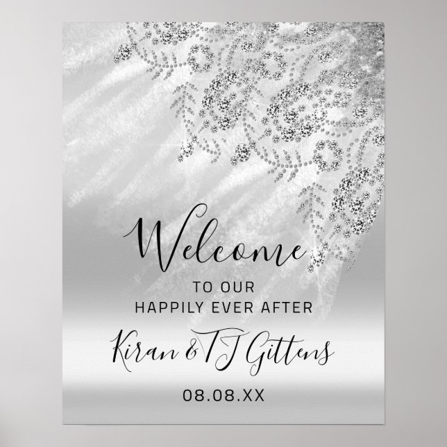 Wedding Bridal Welcome Dress Drips Gray Event Poster (Front)