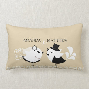Wedding Bride and Groom Birds Pillow