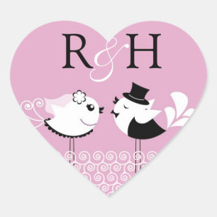 Wedding Bride and Groom Birds Stickers