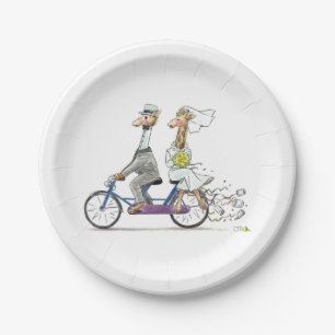 wedding bride and groom giraffes - personalized paper plate