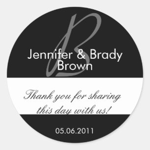Wedding Bride and Groom Monogram B Favour Sticker