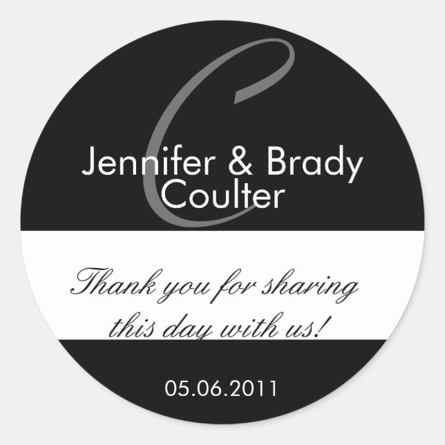 Wedding Bride and Groom Monogram C Favour Sticker (Front)