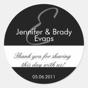 Wedding Bride and Groom Monogram E Favour Sticker