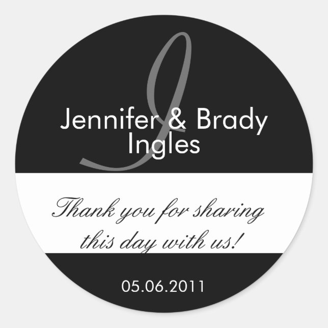 Wedding Bride and Groom Monogram I Favour Sticker (Front)