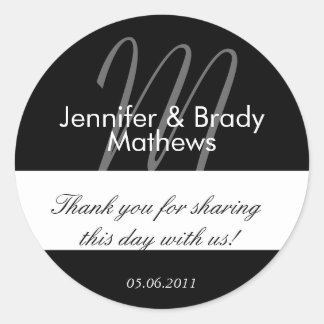 Wedding Bride and Groom Monogram M Favour Sticker