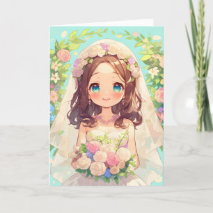 Wedding Bride Anime Girl Holiday Card