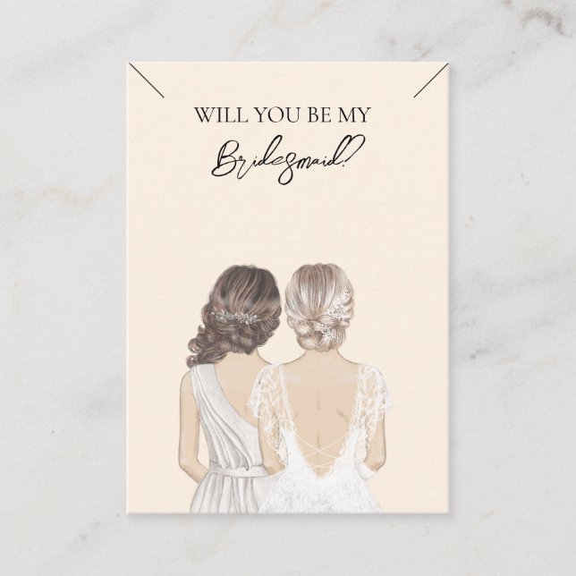 Wedding Bride Bridesmaid Necklace Display Card (Front)