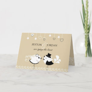 Wedding Bride & Groom Birds Folded Invitation Card
