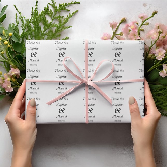 Wedding Bride Groom Black White Wrapping Paper (Bride and Groom Themed Wedding Wrapping Paper in Black and White)