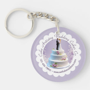 Wedding Bride & Groom Cake Bakery Business Keychain
