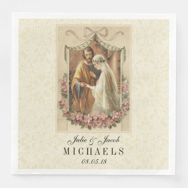 Wedding Bride Groom Catholic Marriage Mary Joseph Napkin (Front)