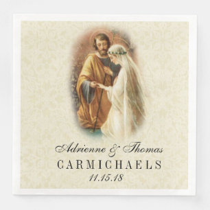 Wedding Bride Groom Catholic Marriage Mary Joseph Napkin