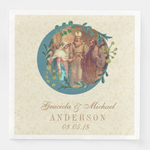 Wedding Bride Groom Catholic Marriage Mary Joseph Napkin
