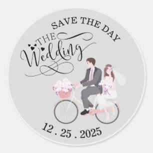 Wedding bride, groom, custom, personalized classic round sticker