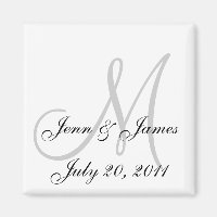 Wedding Bride Groom Date Monogram Black White