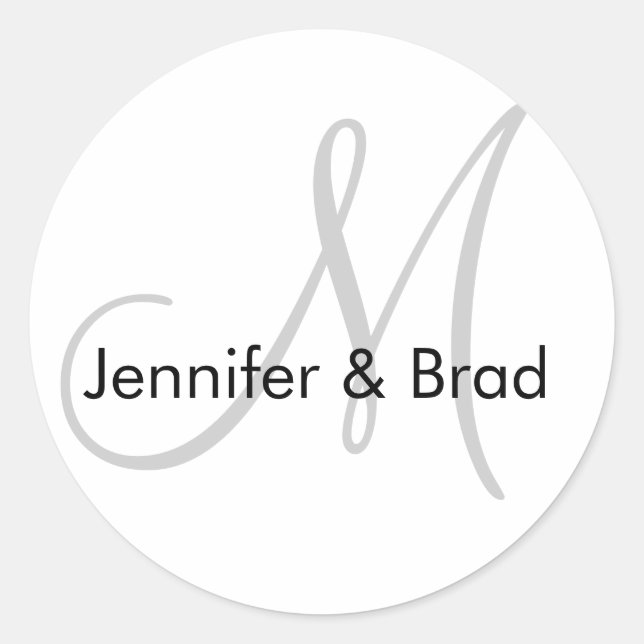 Wedding Bride Groom Grey Black Monogram Sticker (Front)
