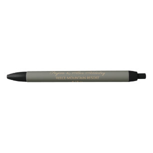 Wedding Bride Groom Guest Favour Gift Olive Green Black Ink Pen