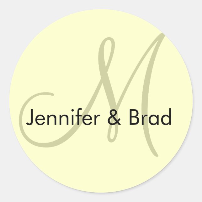 Wedding Bride Groom Ivory Cream Monogram Sticker (Front)