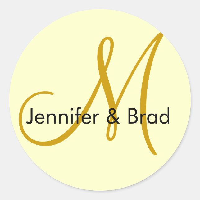 Wedding Bride Groom Ivory Gold Monogram Sticker (Front)
