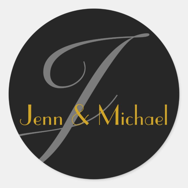 Wedding Bride Groom Names Monogram J Gold Seal (Front)