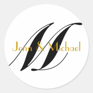 Wedding Bride Groom Names Monogram L Sticker Gold
