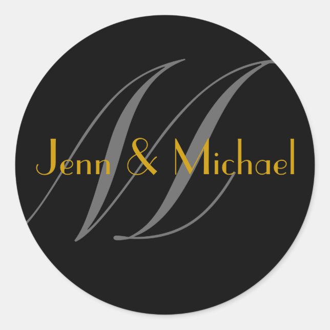 Wedding Bride Groom Names Monogram M Gold Seal (Front)